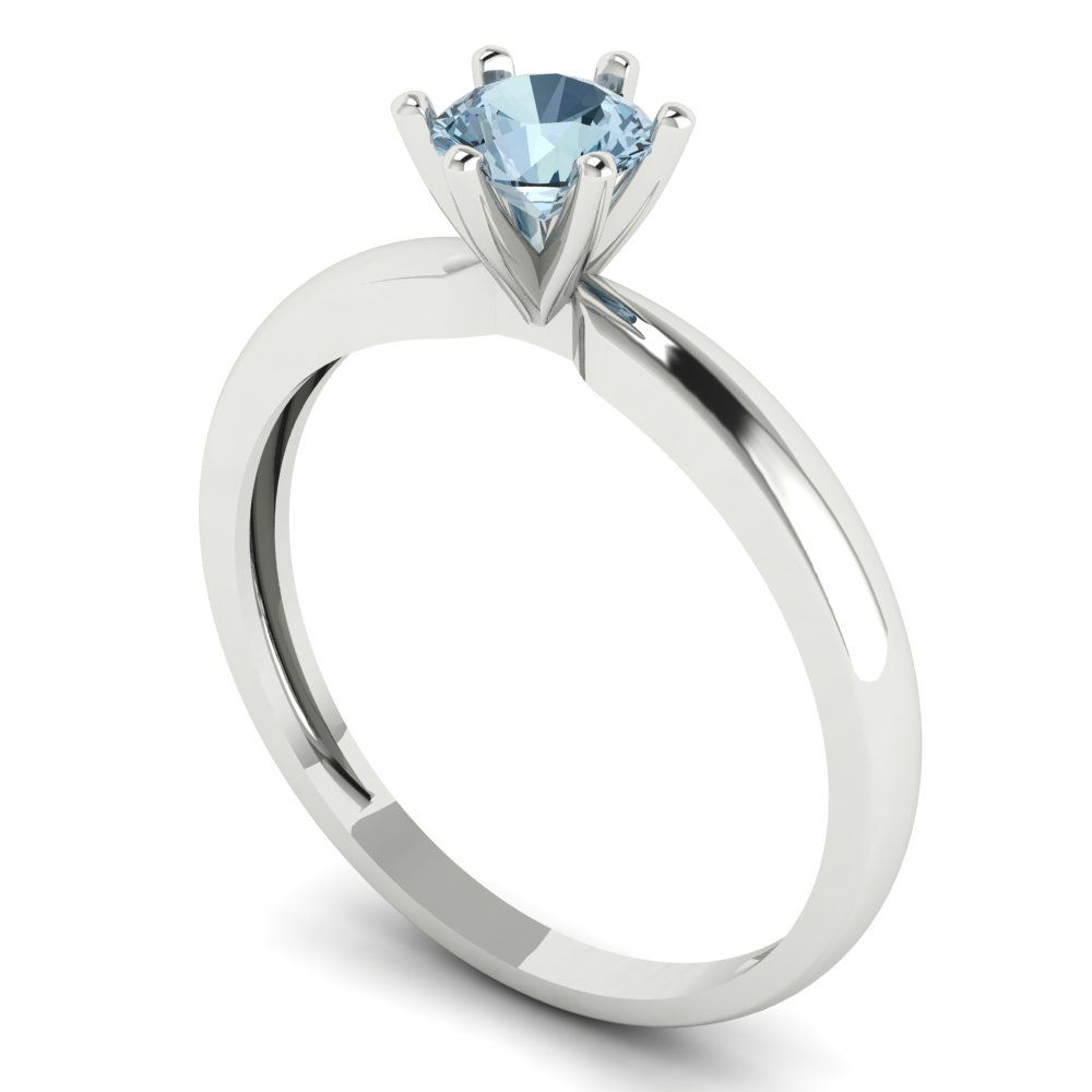 0.5 cttw Natural Swiss Blue Topaz Solitaire  Engagement Ring - Solid Gold (Round Cut,5.0mm)
