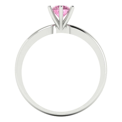 0.5 cttw Zirconia Simulated Pink Diamond Solitaire  Engagement Ring - Solid Gold (VVS1, Round Cut,5.0mm)