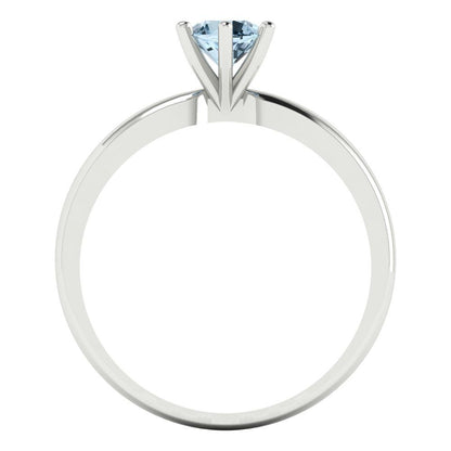 0.5 cttw Zirconia Simulated Blue Diamond Solitaire  Engagement Ring - Solid Gold (VVS1, Round Cut,5.0mm)