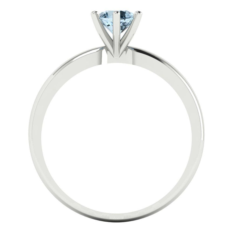 0.5 ct Brilliant Round Cut Blue Simulated Diamond Stone White Gold Solitaire Ring