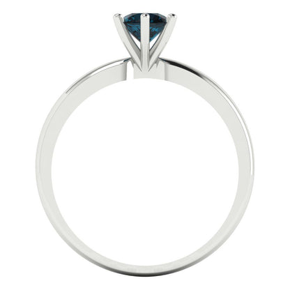 0.5 cttw Natural London Blue Topaz Solitaire  Engagement Ring - Solid Gold (Round Cut,5.0mm)