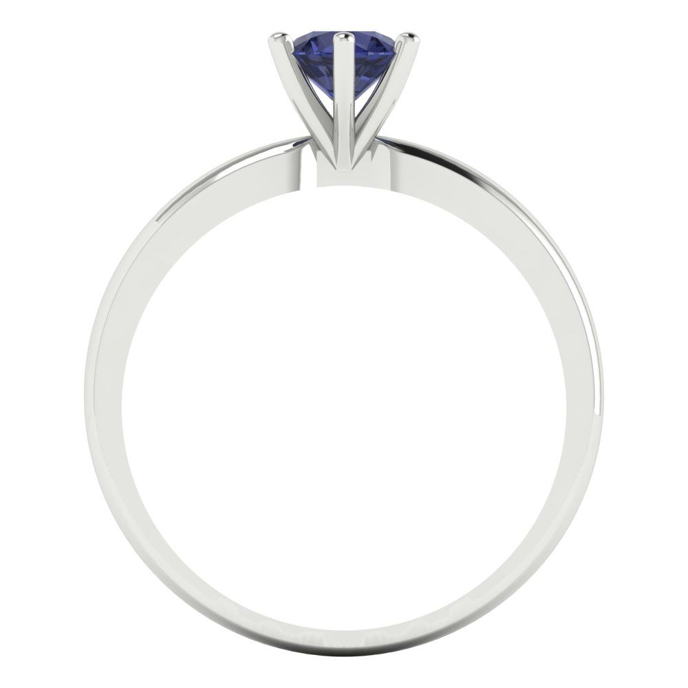 0.5 cttw Simulated Blue Sapphire Solitaire  Engagement Ring - Solid Gold (Round Cut,5.0mm)