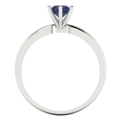 0.5 cttw Simulated Blue Sapphire Solitaire  Engagement Ring - Solid Gold (Round Cut,5.0mm)