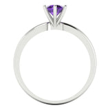 0.5 ct Brilliant Round Cut Natural Amethyst Stone White Gold Solitaire Ring