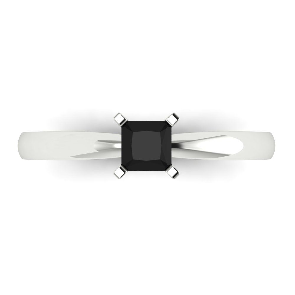 0.5 cttw Natural Onyx Solitaire  Engagement Ring - Solid Gold (Princess Cut,4.0mm)