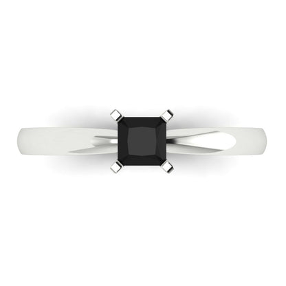 0.5 cttw Natural Onyx Solitaire  Engagement Ring - Solid Gold (Princess Cut,4.0mm)
