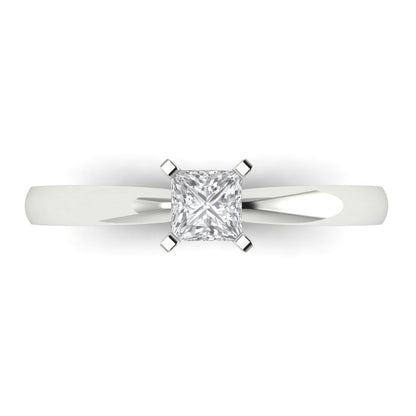 0.5 cttw White Sapphire Solitaire  Engagement Ring - Solid Gold (Princess Cut,4.0mm)