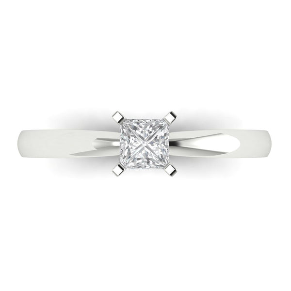 0.5 ct Brilliant Princess Cut Genuine Cultured Diamond Stone Clarity VS1-2 Color J-K White Gold Solitaire Ring