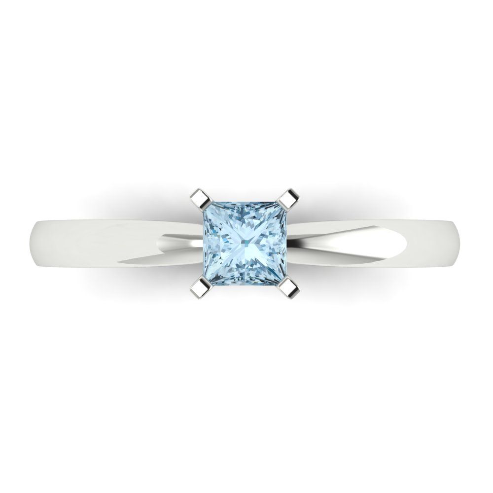 0.5 cttw Zirconia Simulated Blue Diamond Solitaire  Engagement Ring - Solid Gold (VVS1, Princess Cut,4.0mm)