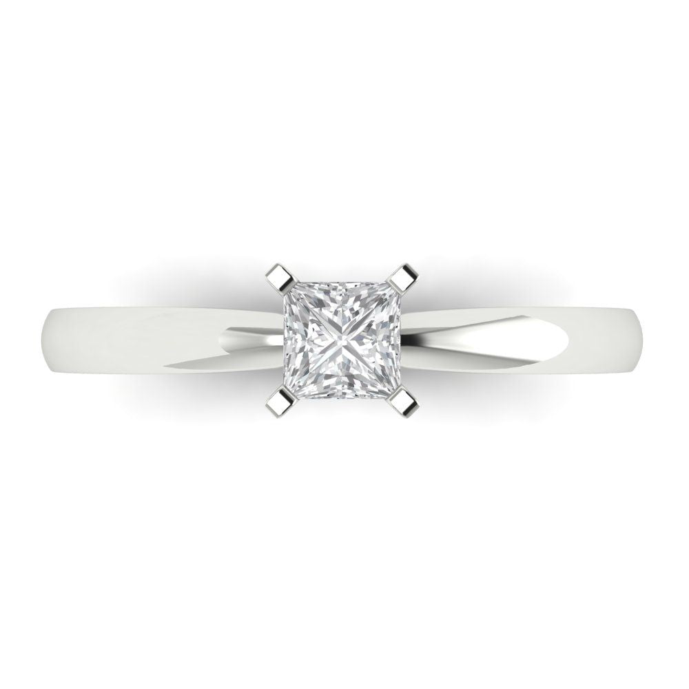 0.5 cttw Certified Moissanite Solitaire  Engagement Ring - Solid Gold (VVS1, D-F,Princess Cut,4.0mm)