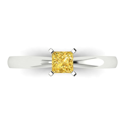 0.5 cttw Natural Citrine Solitaire  Engagement Ring - Solid White Gold (VVS1, Princess Cut,4.0mm)