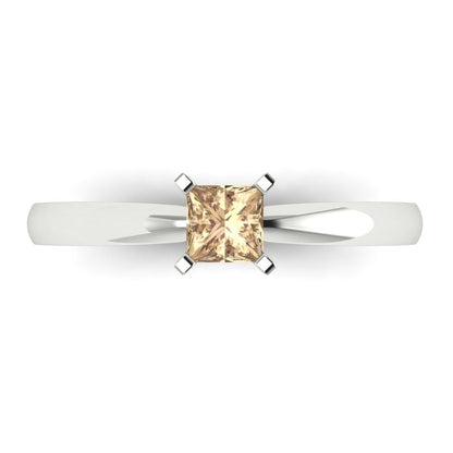 0.5 cttw Yellow Moissanite Solitaire  Engagement Ring - Solid Gold (Princess Cut,4.0mm)