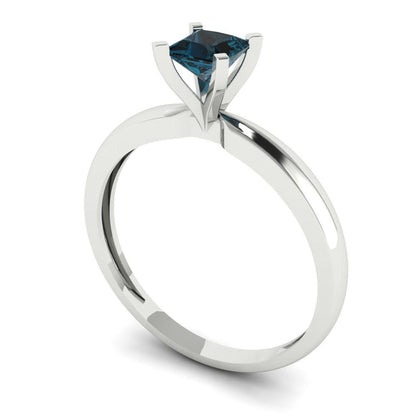 0.5 cttw Natural London Blue Topaz Solitaire  Engagement Ring - Solid Gold (Princess Cut,4.0mm)
