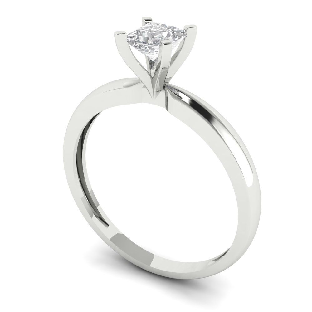 0.5 cttw Certified Moissanite Solitaire  Engagement Ring - Solid Gold (VVS1, D-F,Princess Cut,4.0mm)