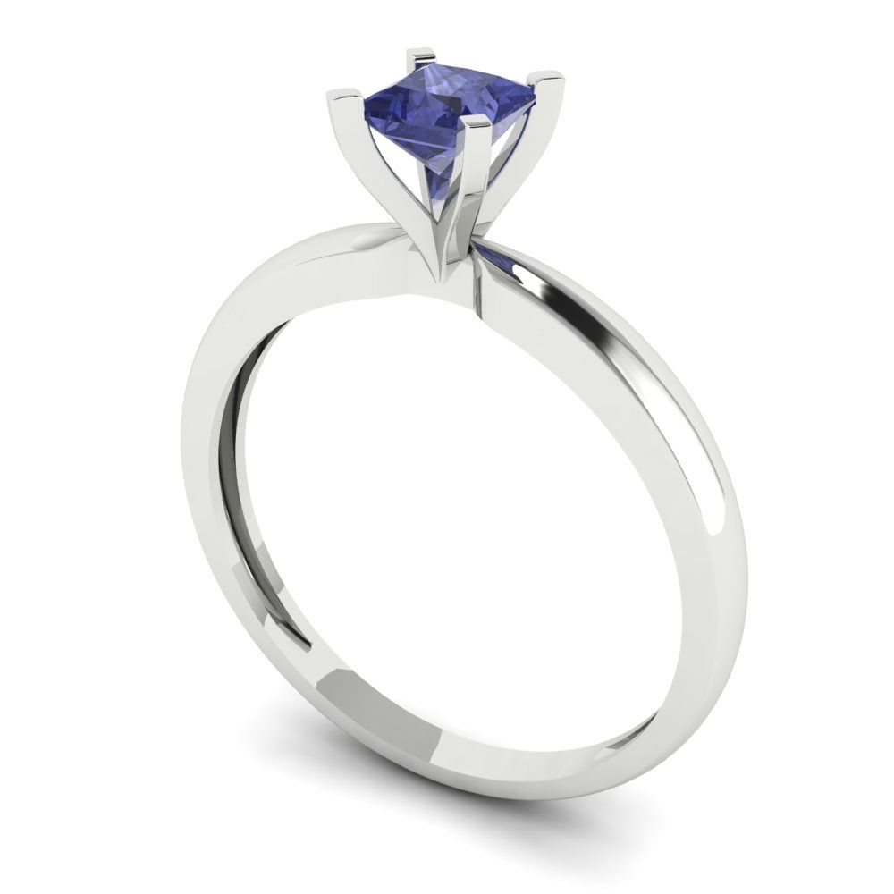 0.5 cttw Simulated Tanzanite Solitaire  Engagement Ring - Solid Gold (Princess Cut,4.0mm)