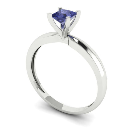 0.5 cttw Simulated Tanzanite Solitaire  Engagement Ring - Solid Gold (Princess Cut,4.0mm)