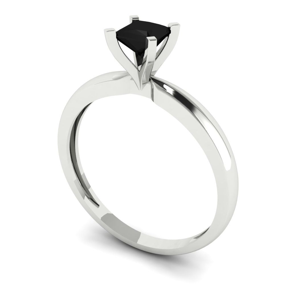 0.5 cttw Natural Onyx Solitaire  Engagement Ring - Solid Gold (Princess Cut,4.0mm)