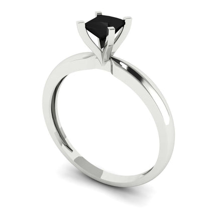 0.5 cttw Natural Onyx Solitaire  Engagement Ring - Solid Gold (Princess Cut,4.0mm)