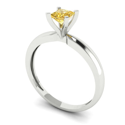 0.5 cttw Yellow Moissanite Solitaire  Engagement Ring - Solid Gold (Princess Cut,4.0mm)