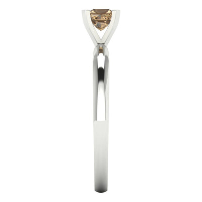 0.5 cttw Zirconia Simulated Champagne Diamond Solitaire  Engagement Ring - Solid Gold (VVS1, Princess Cut,4.0mm)