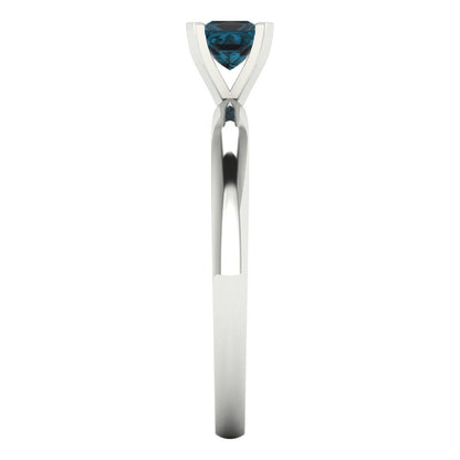 0.5 cttw Natural London Blue Topaz Solitaire  Engagement Ring - Solid Gold (Princess Cut,4.0mm)