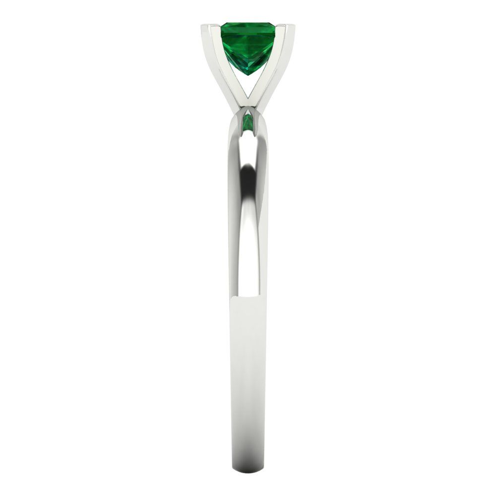 0.5 cttw Simulated Emerald Solitaire  Engagement Ring - Solid Gold (Princess Cut,4.0mm)