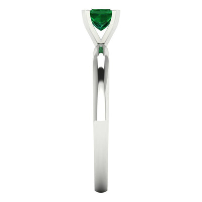 0.5 cttw Simulated Emerald Solitaire  Engagement Ring - Solid Gold (Princess Cut,4.0mm)