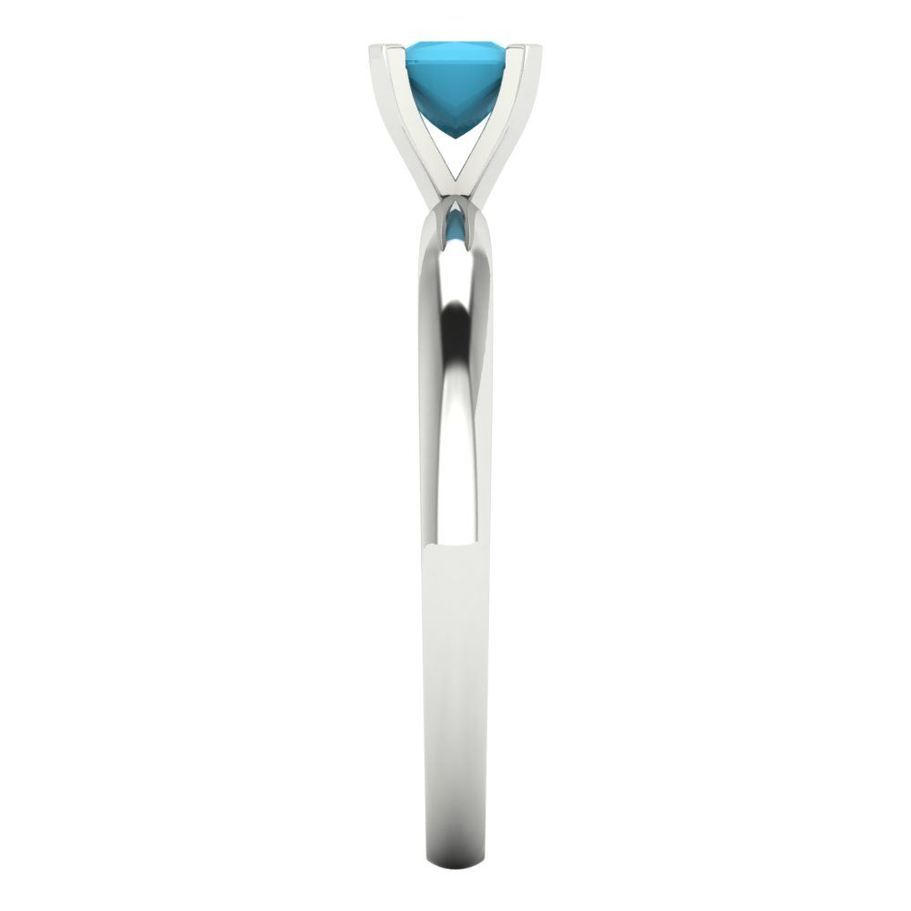 0.5 cttw Simulated Turquoise Solitaire  Engagement Ring - Solid Gold (Princess Cut,4.0mm)