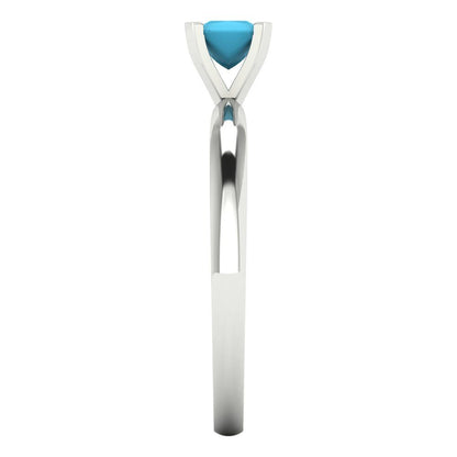 0.5 cttw Simulated Turquoise Solitaire  Engagement Ring - Solid Gold (Princess Cut,4.0mm)