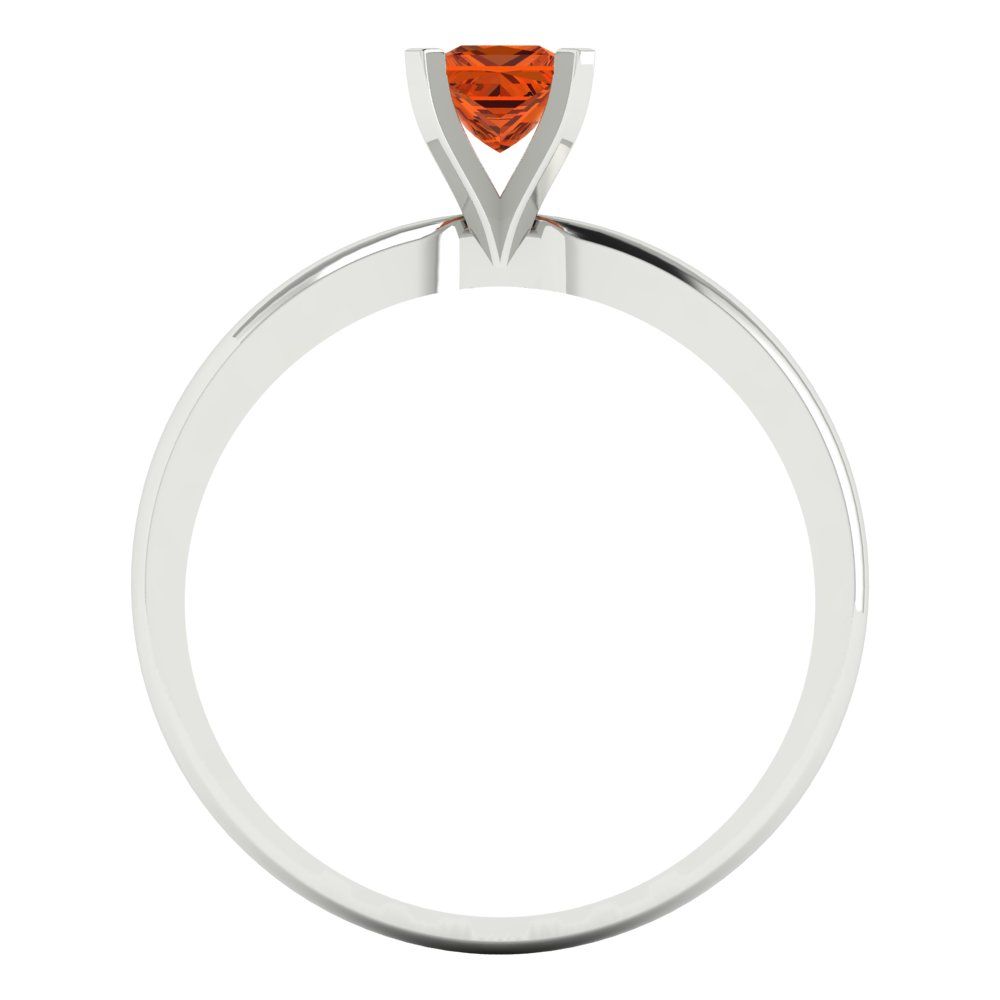 0.5 cttw Simulated Ruby Solitaire  Engagement Ring - Solid White Gold (VVS1, Princess Cut,4.0mm)