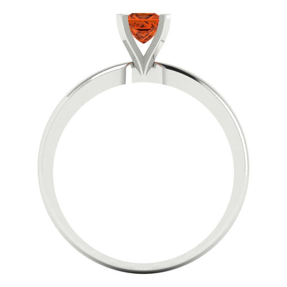 0.5 cttw Simulated Ruby Solitaire  Engagement Ring - Solid White Gold (VVS1, Princess Cut,4.0mm)