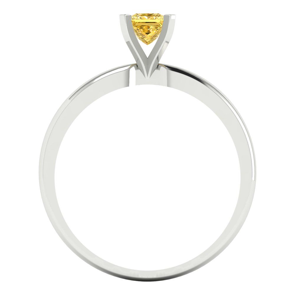 0.5 cttw Zirconia Simulated Yellow Diamond Solitaire  Engagement Ring - Solid Gold (VVS1, Princess Cut,4.0mm)