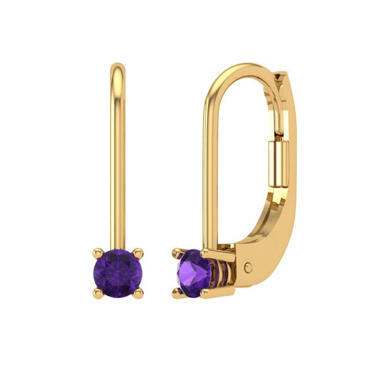 0.2cttw Amethyst Gold-Plated 925 Silver Lever Back Drop Dangle Earrings