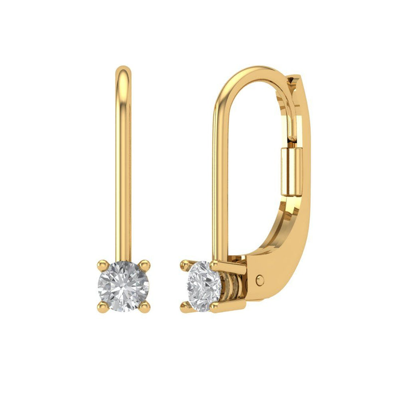 0.2 ct Brilliant Round Cut Drop Dangle Natural Diamond Stone Clarity SI1-2 Color G-H Yellow Gold Earrings Lever Back