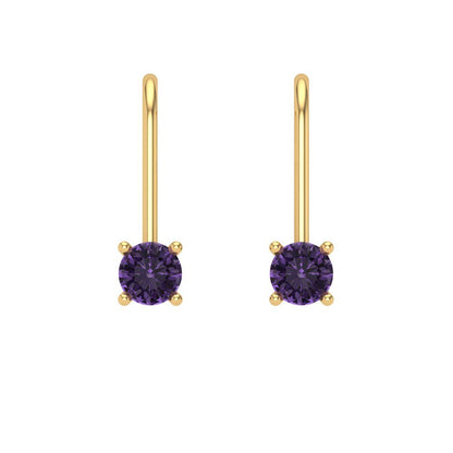 0.2cttw Alexandrite Gold-Plated 925 Silver Lever Back Drop Dangle Earrings