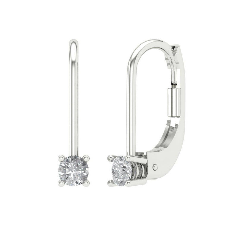 0.2 ct Brilliant Round Cut Drop Dangle Natural Diamond Stone Clarity SI1-2 Color I-J White Gold Earrings Lever Back