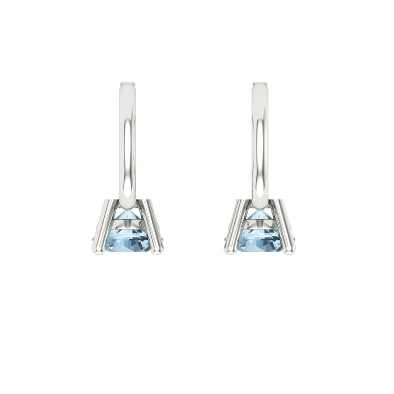 0.2 ct Brilliant Round Cut Drop Dangle Blue Simulated Diamond Stone White Gold Earrings Lever Back