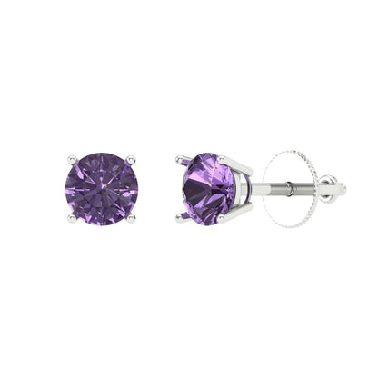 0.2cttw Alexandrite Gold-Plated 925 Silver Screw Back Stud Earrings