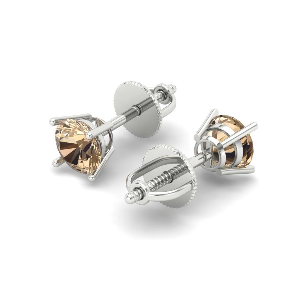 0.2 ctw Yellow Moissanite Studs Earrings | 3.0mm Round Cut White Gold Screw back | April Birthstone