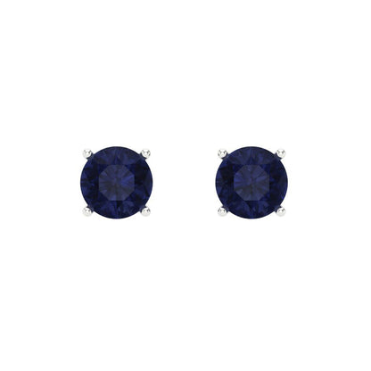 0.2 ctw Blue Sapphire Studs Earrings | 3.0mm Round Cut White Gold Screw back | September Birthstone