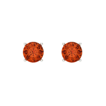 0.2 ctw Red Zirconia Studs Earrings | 3.0mm Round Cut White Gold Screw back | April Birthstone
