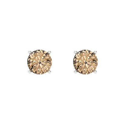 0.2 ctw Yellow Moissanite Studs Earrings | 3.0mm Round Cut White Gold Screw back | April Birthstone