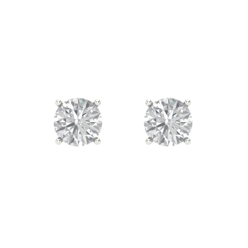 0.2 ctw Moissanite Studs Earrings | 3.0mm Round Cut White Gold Screw back | April Birthstone