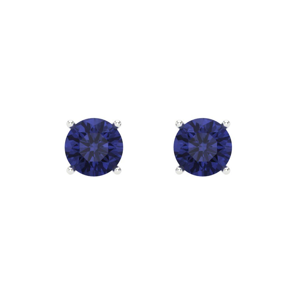 0.2 ctw Tanzanite Studs Earrings | 3.0mm Round Cut White Gold Screw back | December Birthstone