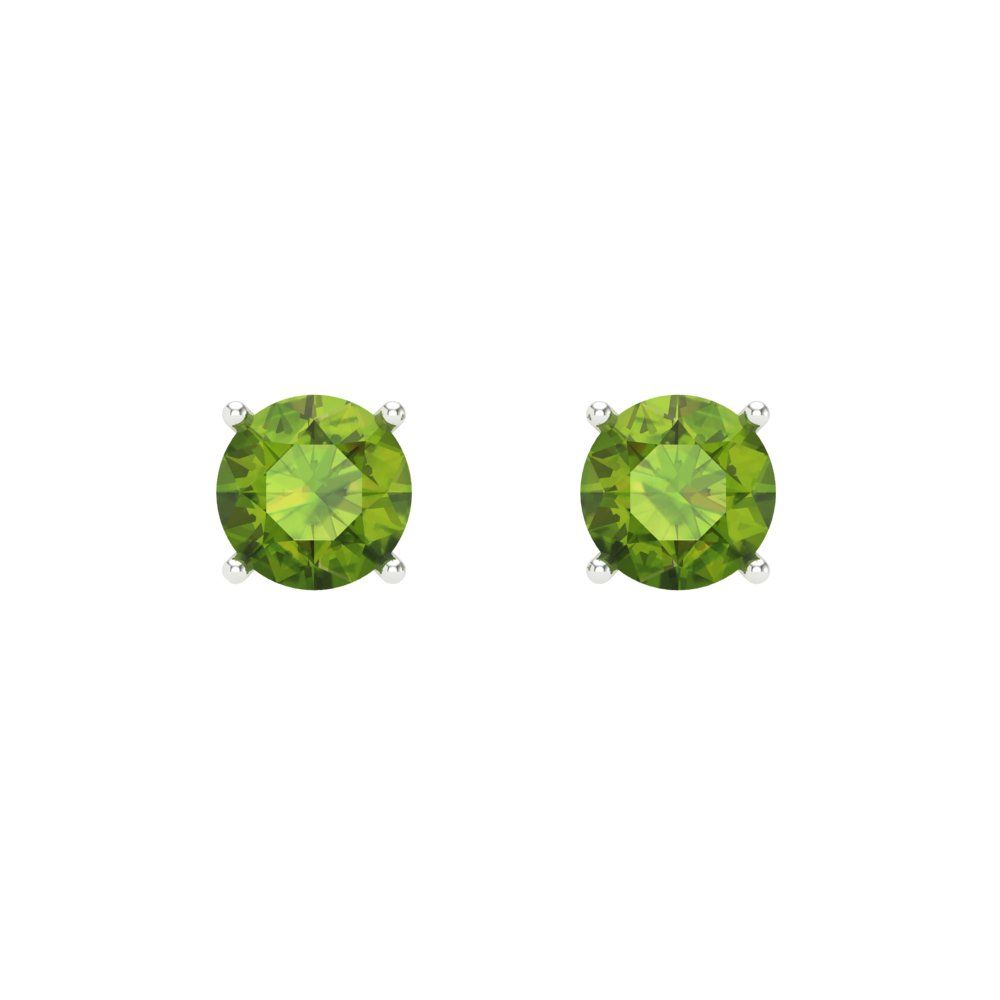 0.2 ctw Peridot Studs Earrings | 3.0mm Round Cut White Gold Screw back | August Birthstone