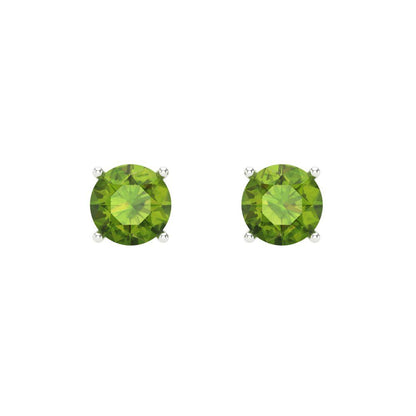 0.2 ctw Peridot Studs Earrings | 3.0mm Round Cut White Gold Screw back | August Birthstone