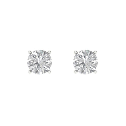 0.2 ctw White Sapphire Studs Earrings | 3.0mm Round Cut White Gold Screw back | April Birthstone