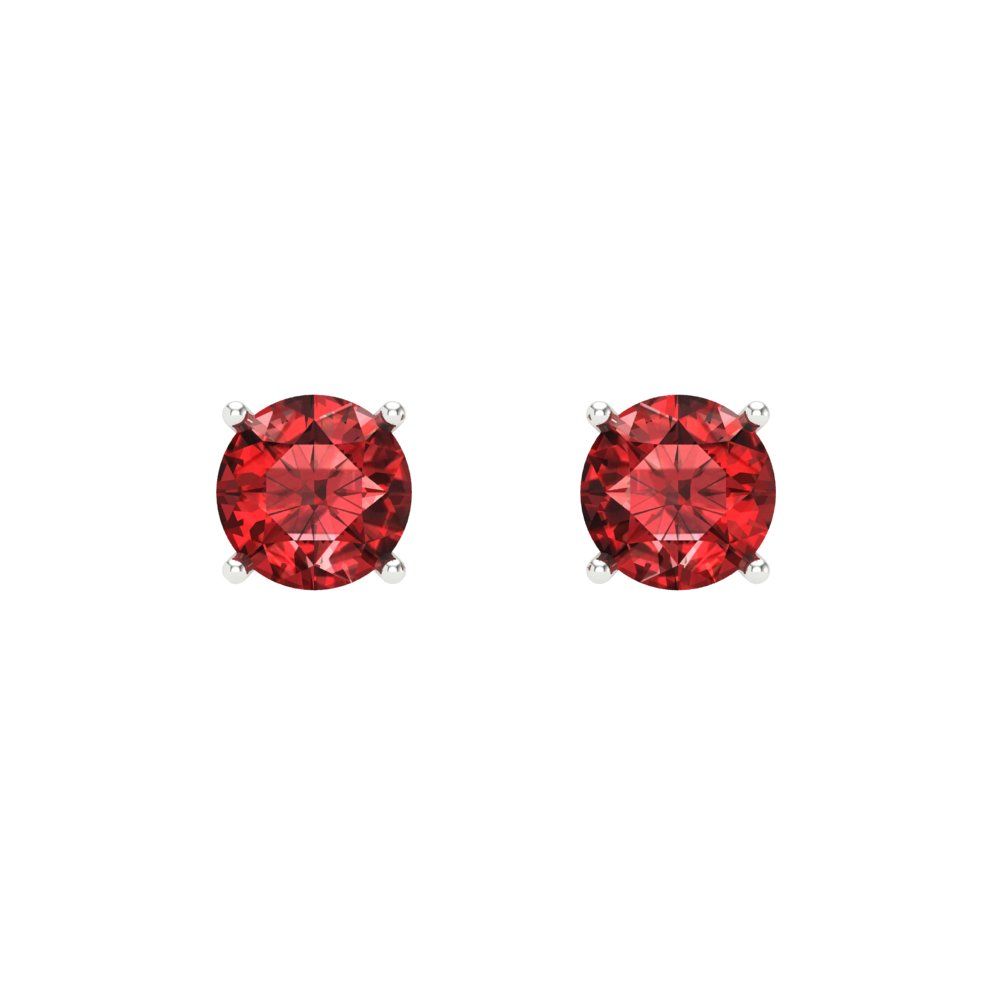 0.2 ctw Garnet Studs Earrings | 3.0mm Round Cut White Gold Screw back | January Birthstone