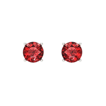 0.2 ctw Garnet Studs Earrings | 3.0mm Round Cut White Gold Screw back | January Birthstone