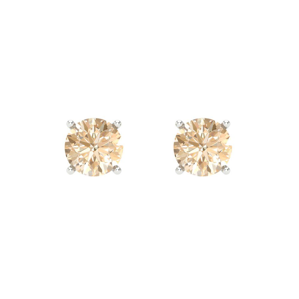 0.2 ctw Morganite Studs Earrings | 3.0mm Round Cut White Gold Screw back | February Birthstone